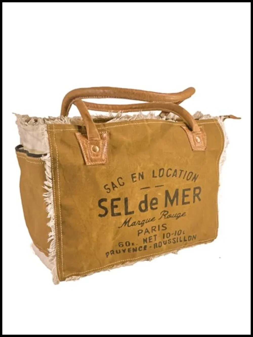 Upcycled Canvas & Cowhide Tote Bag with Zipper Closure